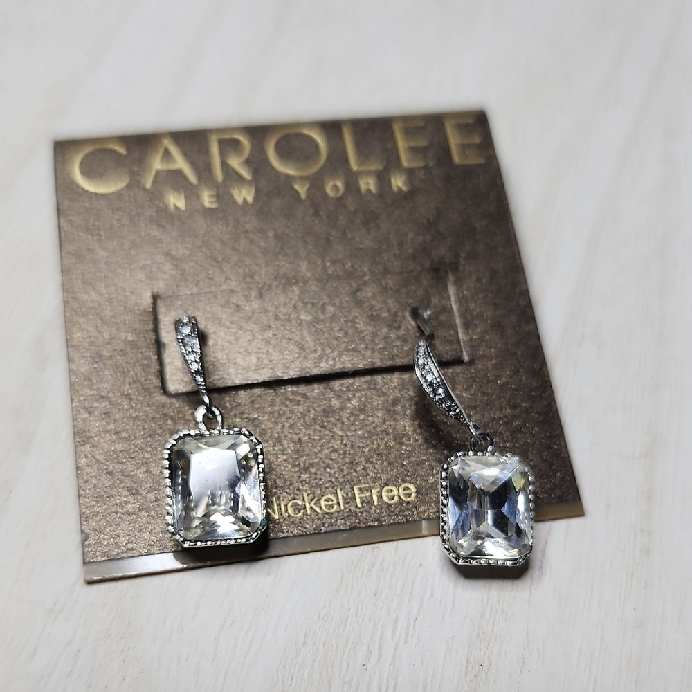 Carolee Silver Crystal Drop Earrings